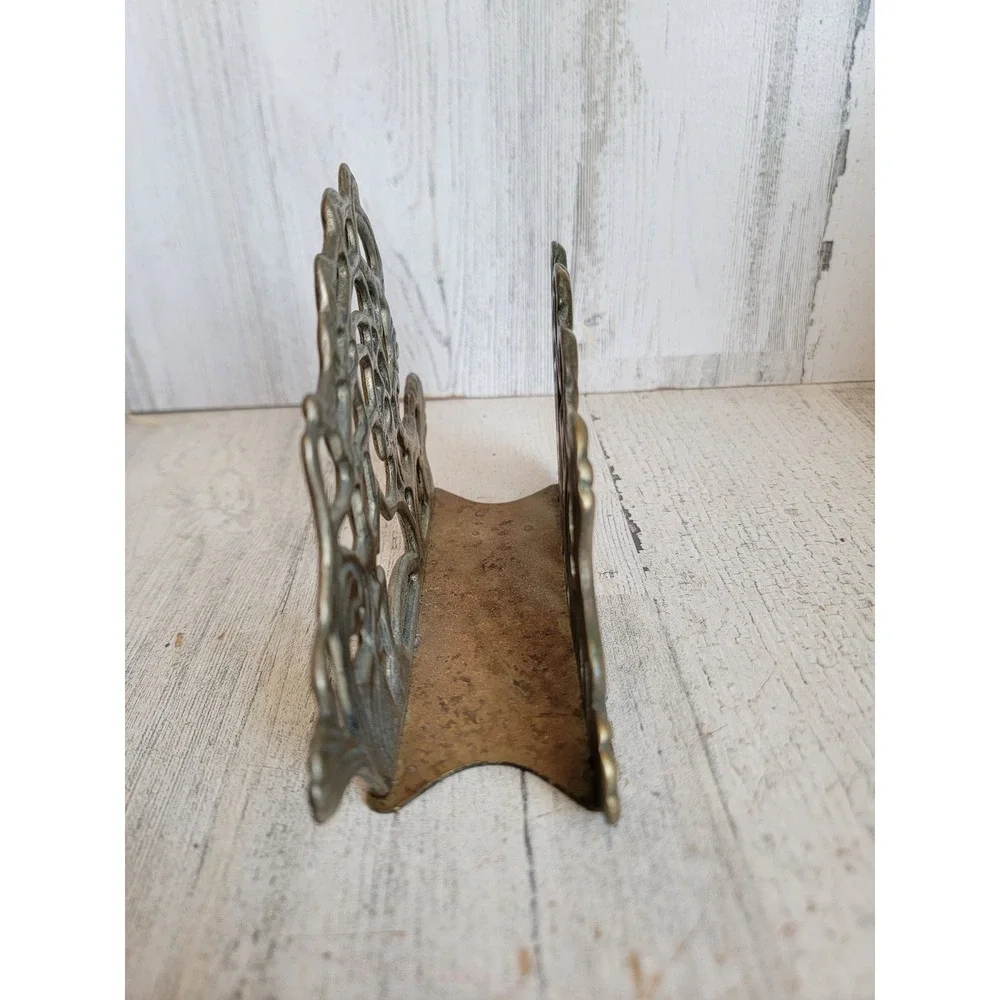 Vintage ornate napkin brass Unique letter holder metal home decor flower